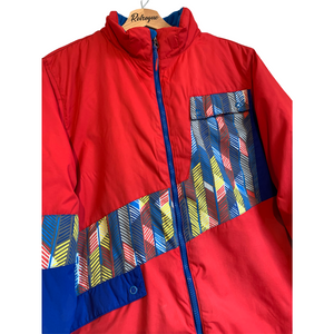 Women’s Vintage 1990s Colour Block Crazy Pattern Coat Jacket   Suitable for sizes 8/10/12