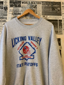Vintage Sweatshirt With Large Graphic Print - Licking Valley State Play Offs Size XL
