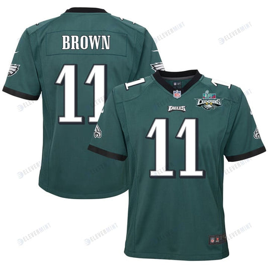 A.J. Brown 11 Philadelphia Eagles Super Bowl LVII Champions 2 Stars 2 Stars Youth Game Jersey - Black