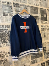 Load image into Gallery viewer, Vintage  Sweater with Large Embroidered Illinois Spell Out Size Medium
