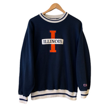 Load image into Gallery viewer, Vintage  Sweater with Large Embroidered Illinois Spell Out Size Medium
