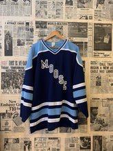 Load image into Gallery viewer, Vintage Manitoba Moose Ice Hockey Jersey with large Moose Spell Out AHL Size XL
